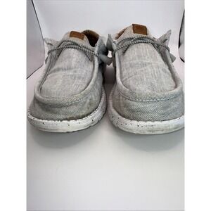 Hey Dude Wally Washed Canvas Mens 12 Light Grey Slip On Loafers 40296-007